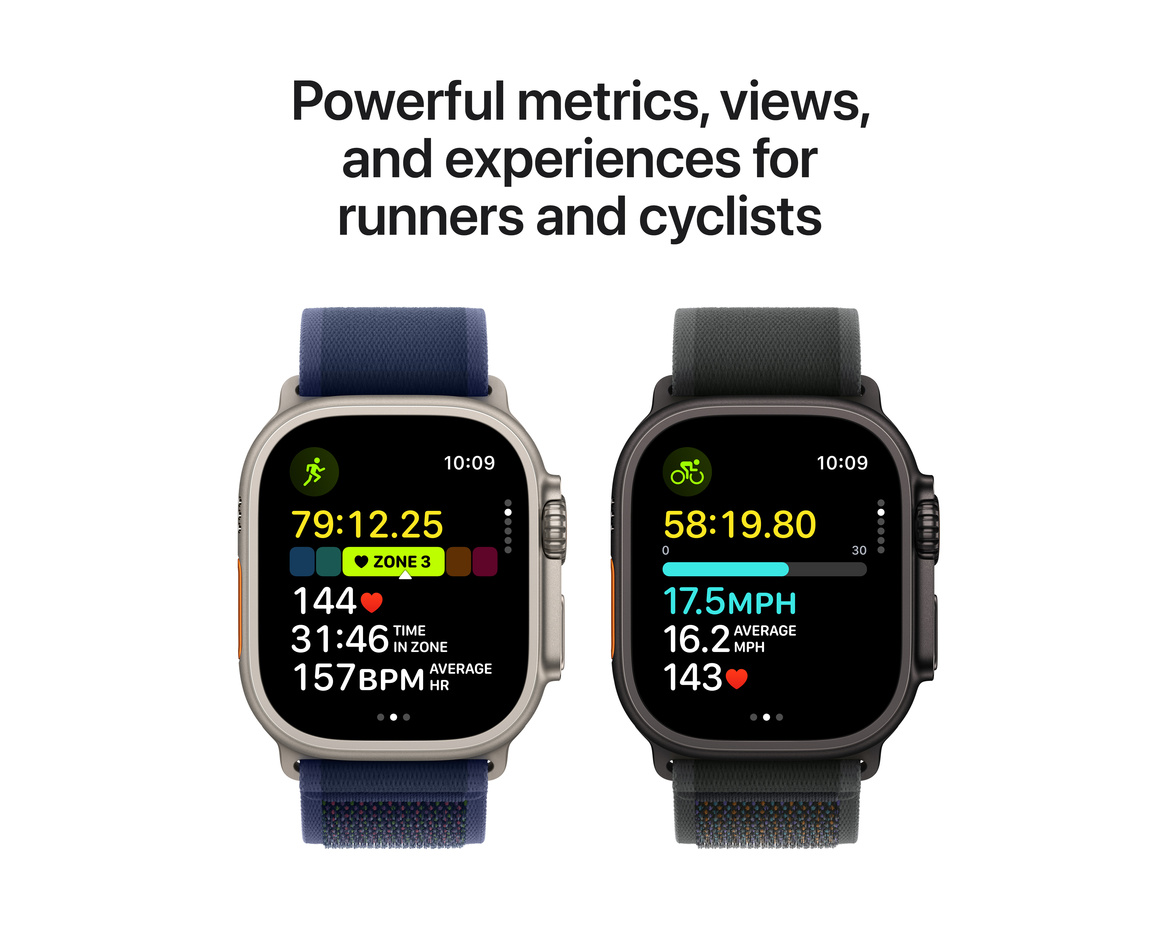Apple Watch Ultra 2 GPS + Cellular 49mm Svart Titanboett med Mörkgrön Bergsloop - Large