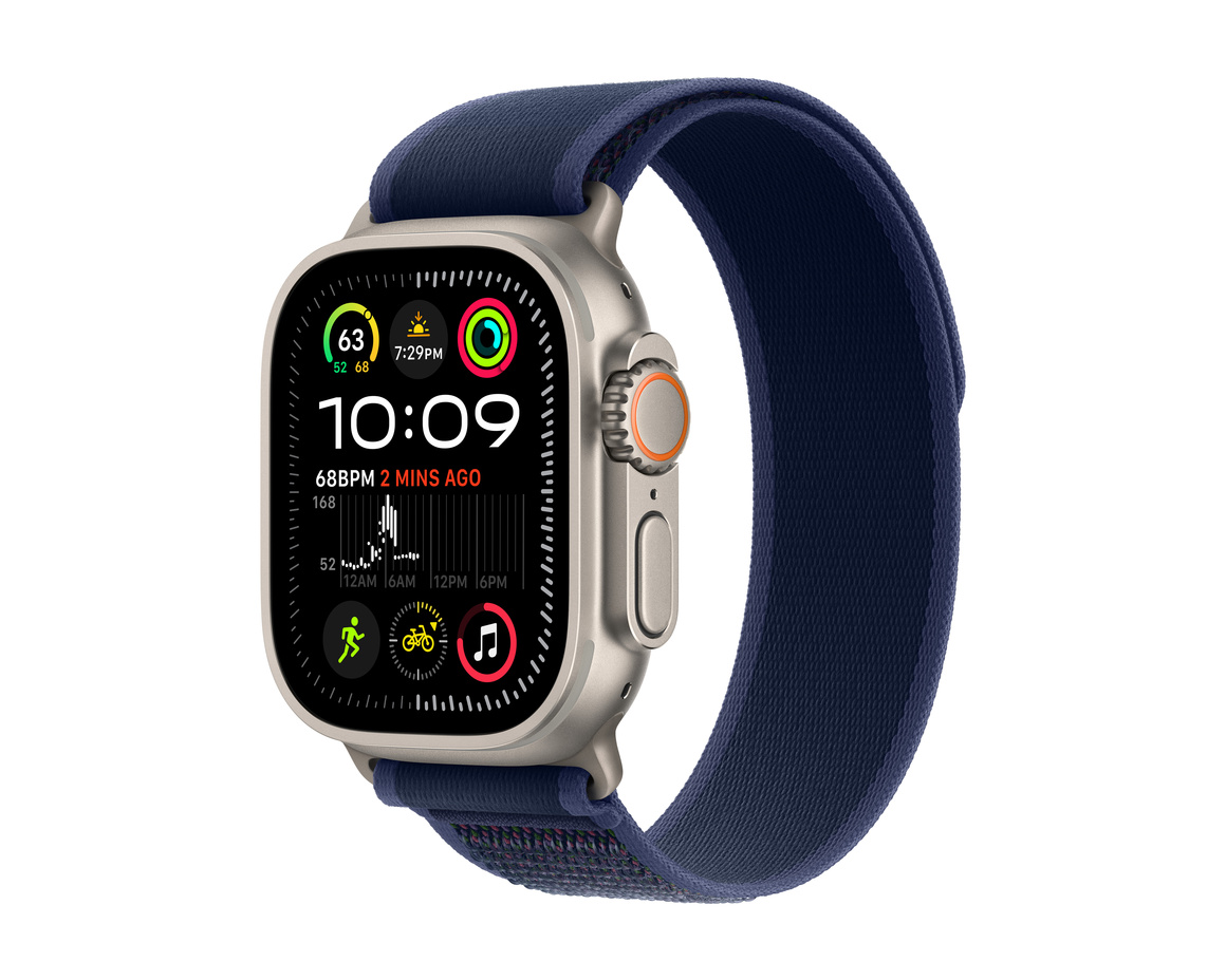 Apple Watch Ultra 2 GPS + Cellular 49mm Naturlig Titanboett med Blå Terrängloop - S/M