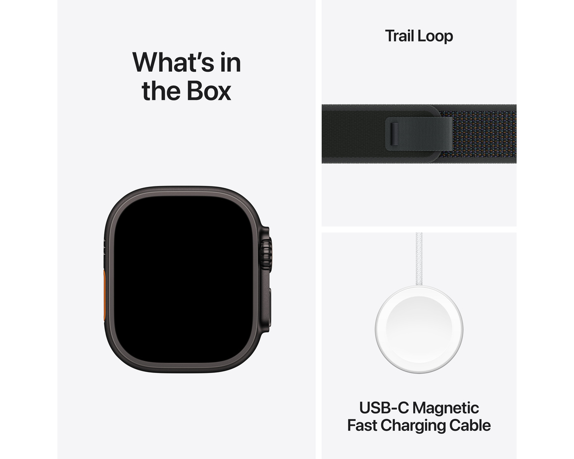 Apple Watch Ultra 2 GPS + Cellular 49mm Svart Titanboett med Svart Terrängloop - S/M
