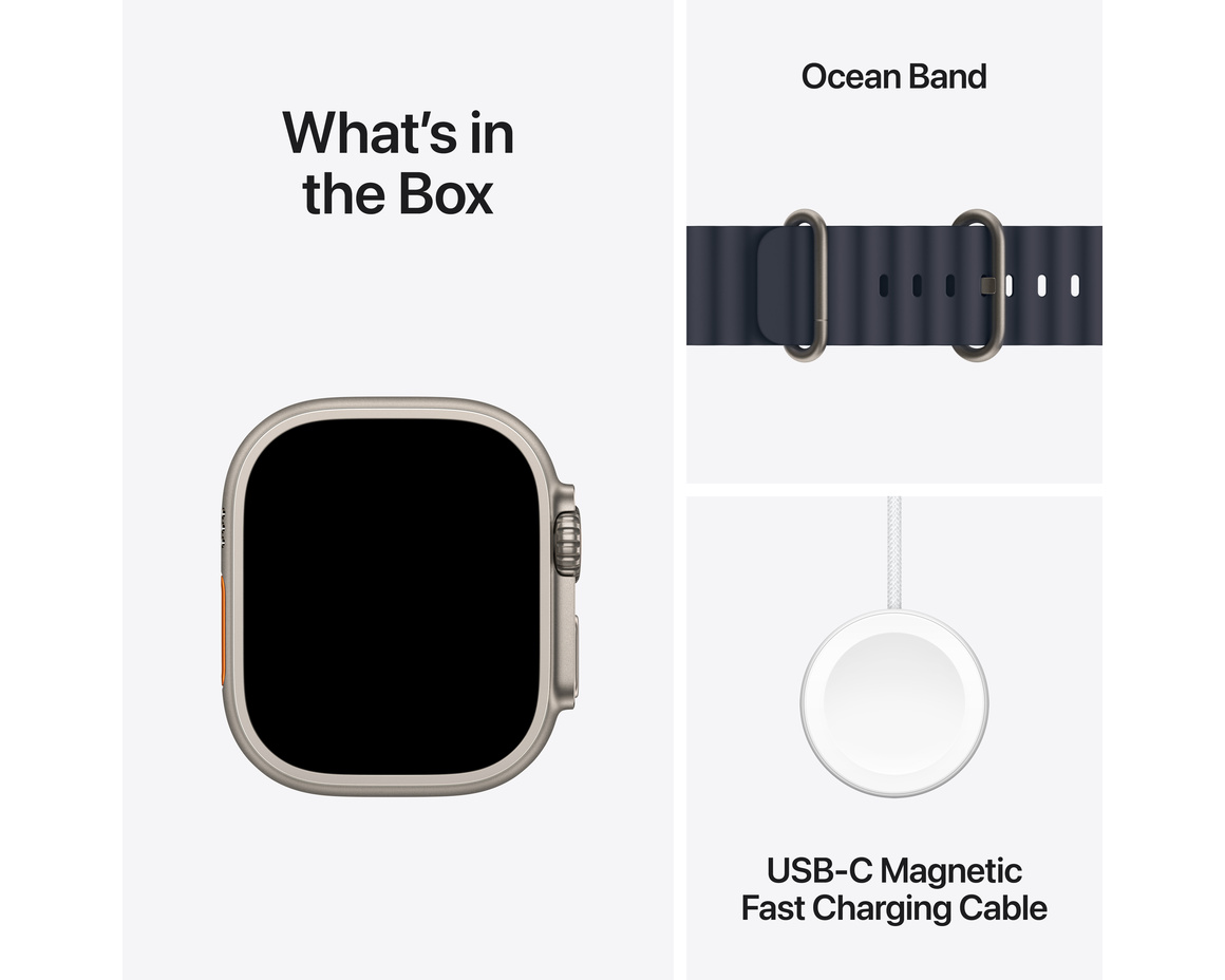 Apple Watch Ultra 2 GPS + Cellular 49mm Naturlig Titanboett med Marin havsband