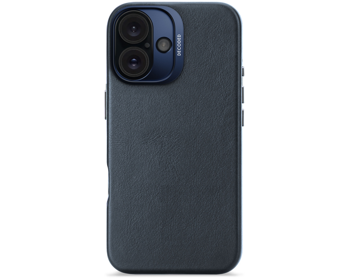 Decoded - Leather Backcover till iPhone 16 Marinblå
