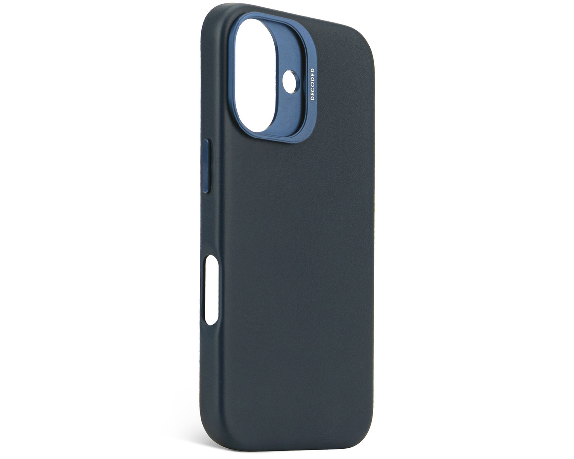 Decoded - Leather Backcover till iPhone 16 Marinblå