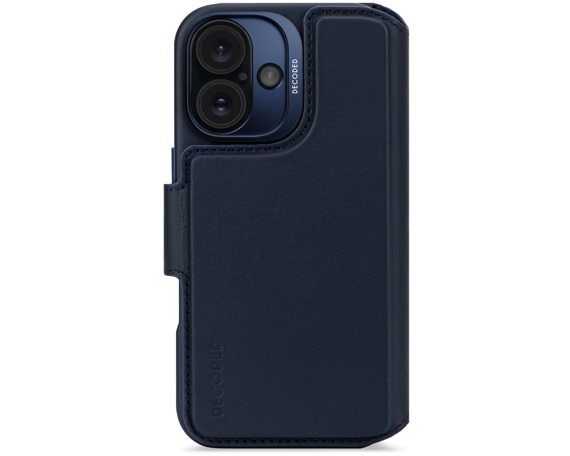 Decoded - Leather Detachable Wallet till iPhone 16 Marinblå