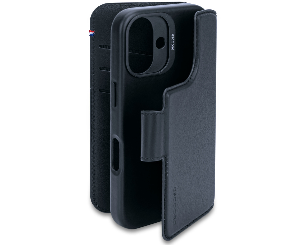 Decoded - Leather Detachable Wallet till iPhone 16 Marinblå