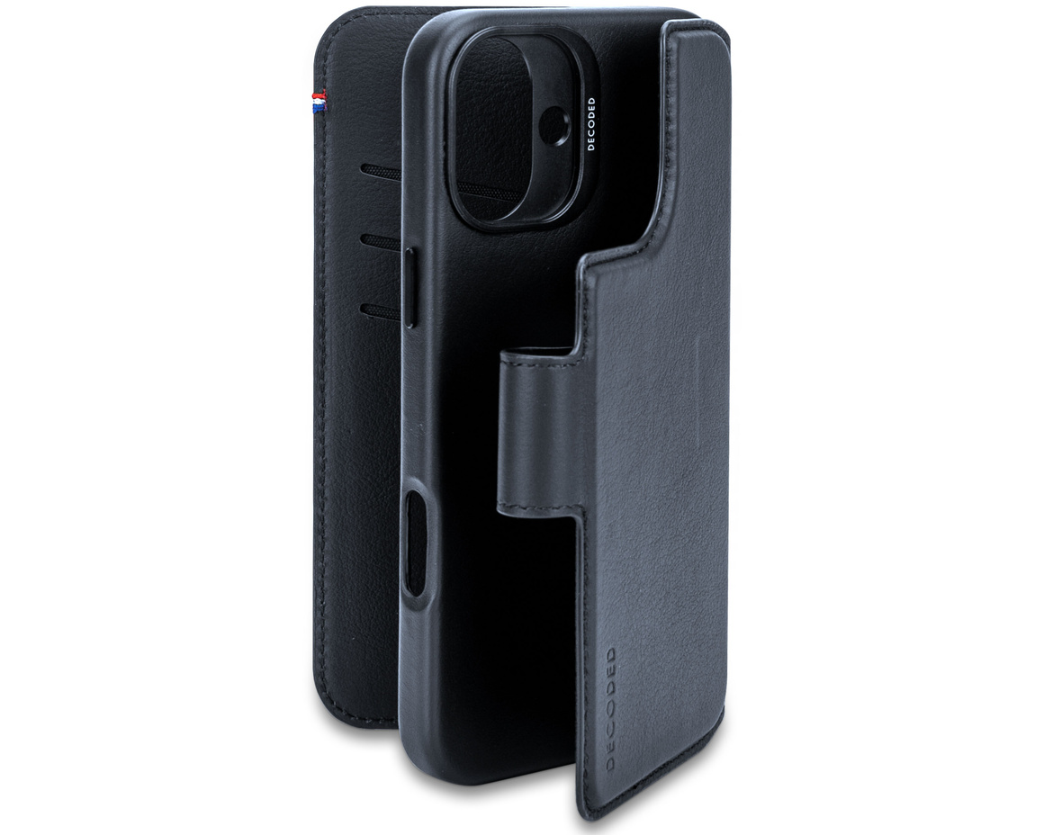Decoded - Leather Detachable Wallet till iPhone 16 Plus Marinblå