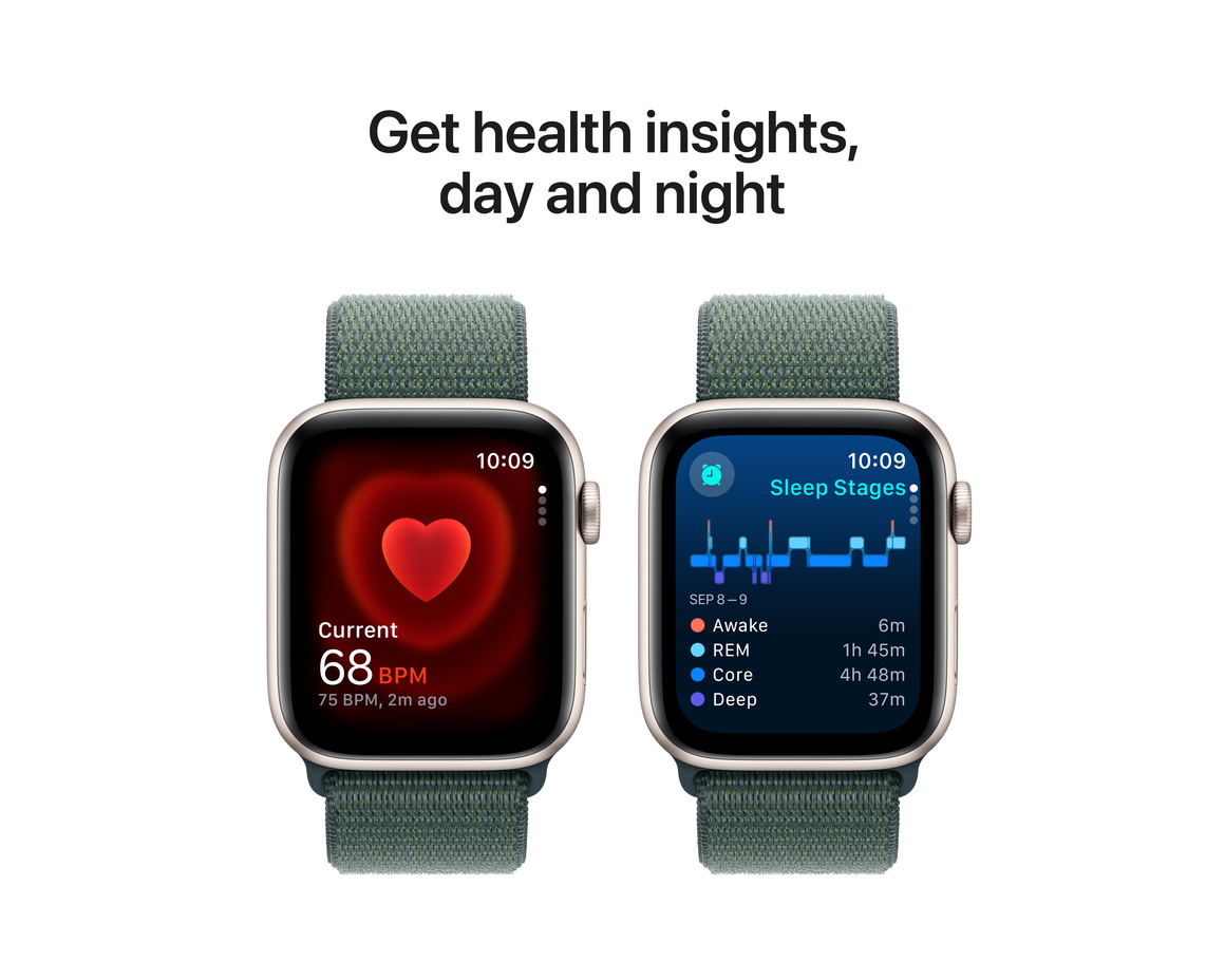 Apple Watch SE med Sportloop 2024 Stjärnglans 44mm GPS + Cellular