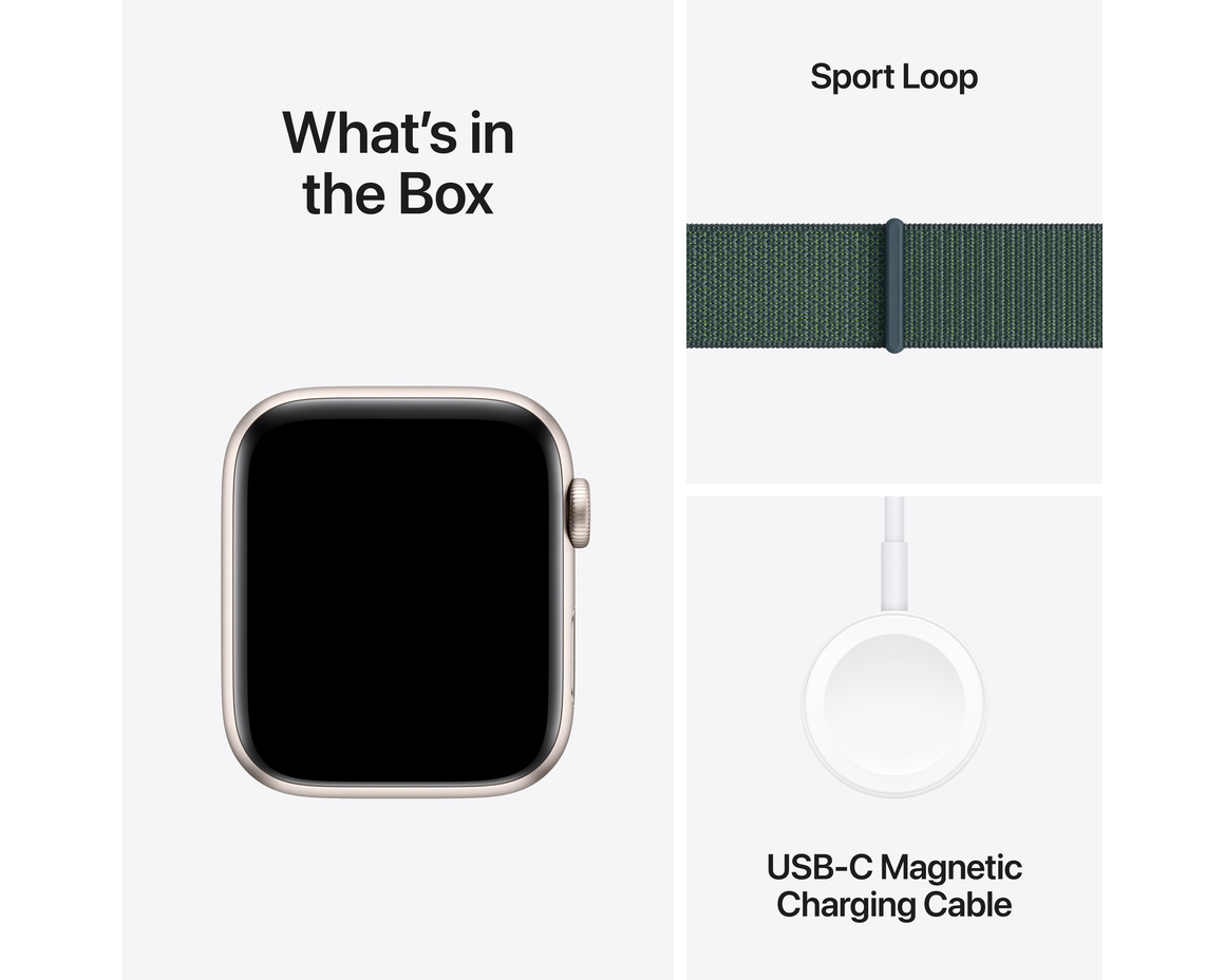 Apple Watch SE med Sportloop 2024 Stjärnglans 44mm GPS + Cellular