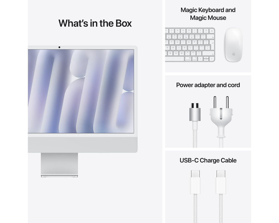iMac 24 Retina 4.5K (2024) M4 8-core CPU, 8-core GPU/16GB/256GB SSD Silver