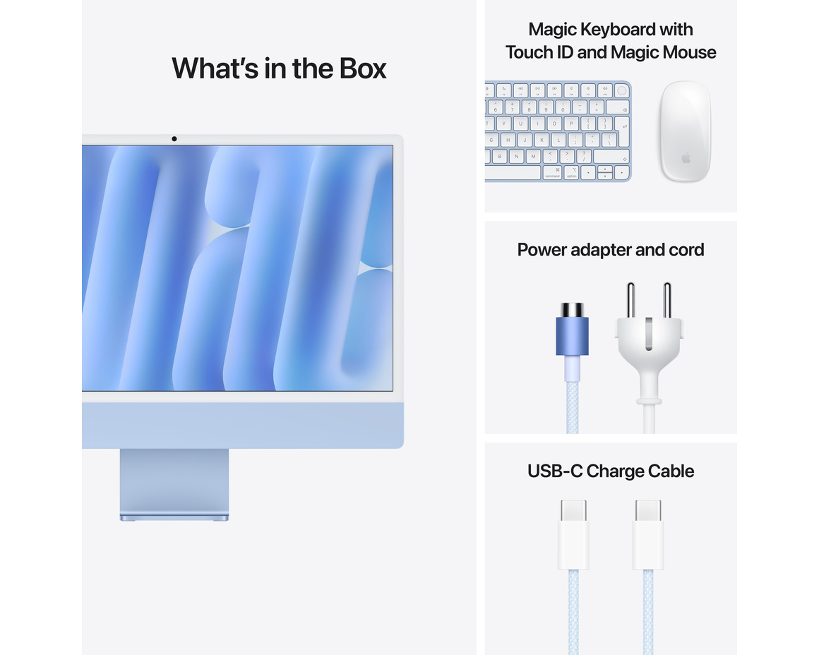 iMac 24 Retina 4.5K (2024) M4 10-core CPU, 10-core GPU/16GB Blå 256 GB