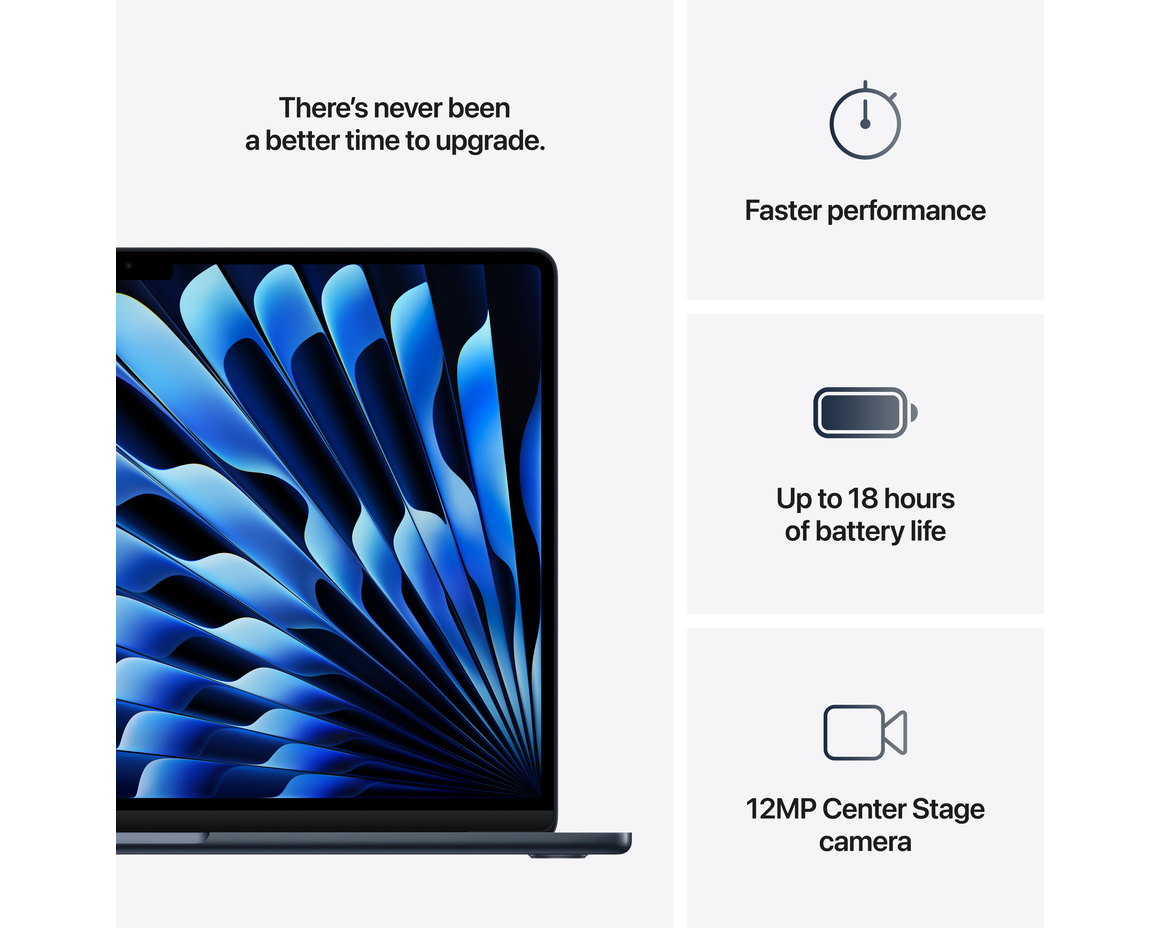 MacBook Air 15 M4 chip, 10-core CPU,10-core GPU/24GB/512GB SSD - Midnatt