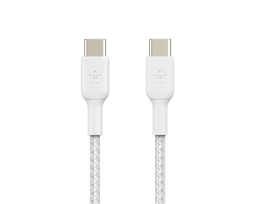 Belkin BoostCharge USB-C till USB-C 2.0 Nylonflätad Silikon Vit 1 m