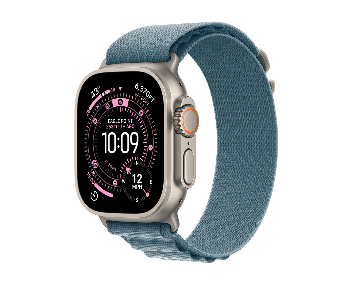 Apple Watch Ultra 3 GPS + Cellular 49mm med Ljusblå Bergsloop Small