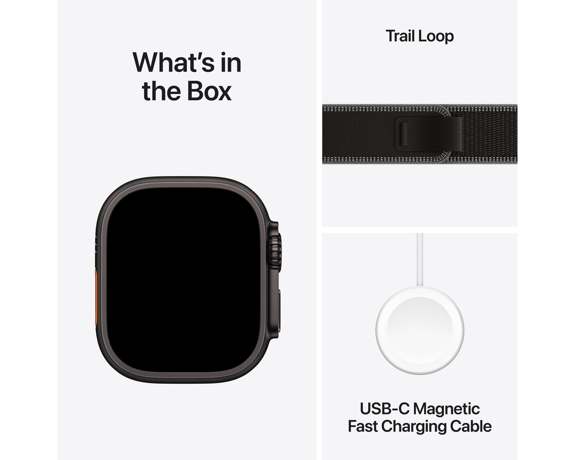 Apple Watch Ultra 3 GPS + Cellular 49mm med Svart/gråsvart Terrängloop M/L