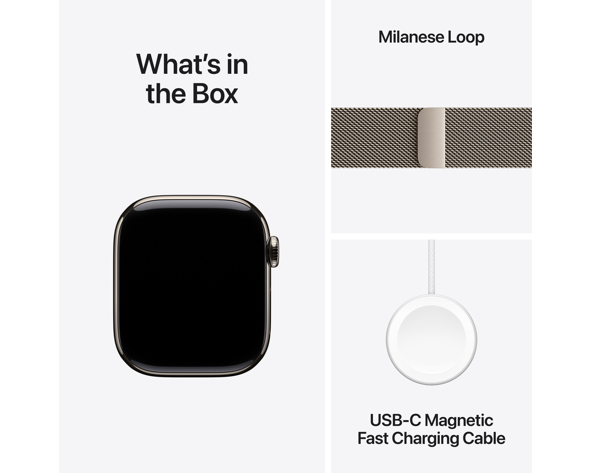 Apple Watch Series 11 Titan med Milanesisk Loop 42 mm Naturlig
