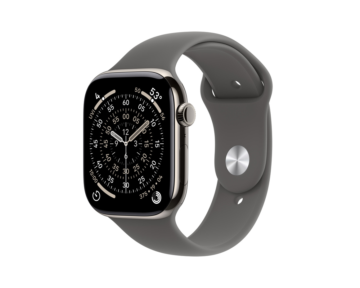 Apple Watch Series 11 Titan med Sportband Naturlig 42 mm S/M