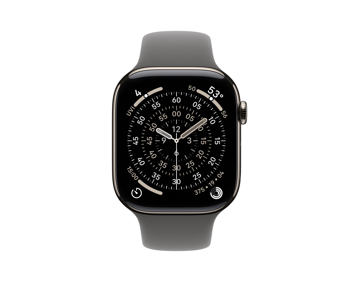Apple Watch Series 11 Titan med Sportband Naturlig 42 mm S/M