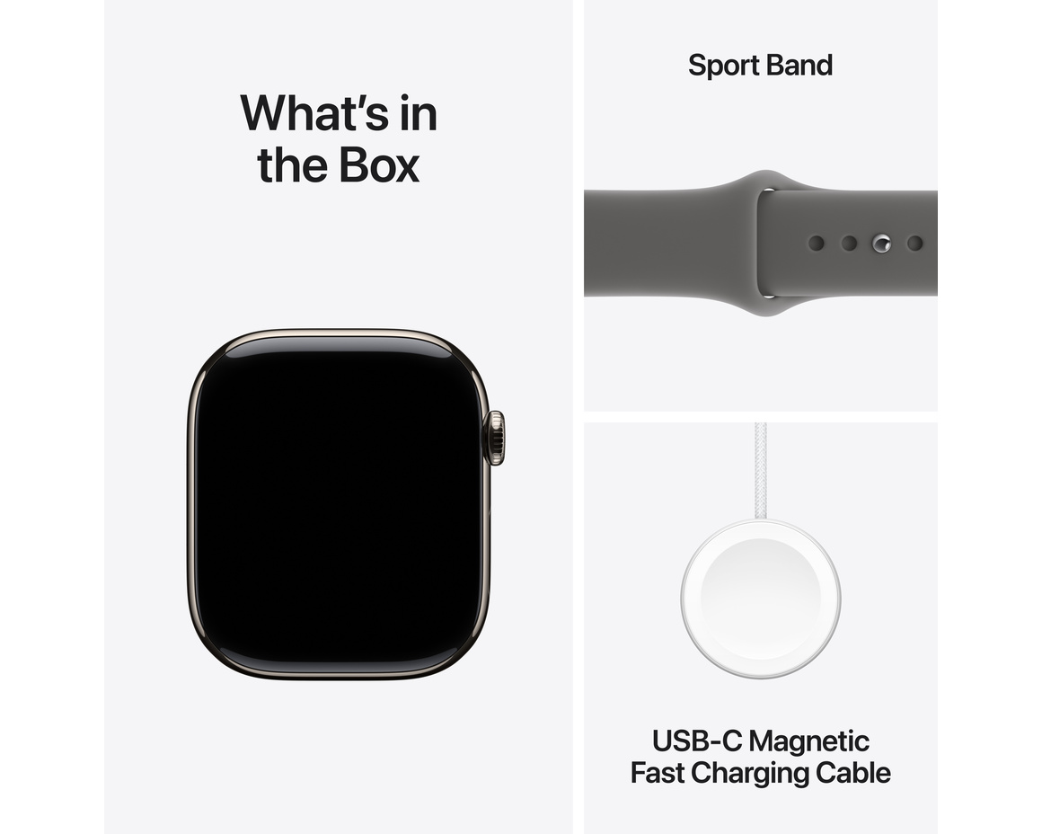 Apple Watch Series 11 Titan med Sportband Naturlig 42 mm S/M