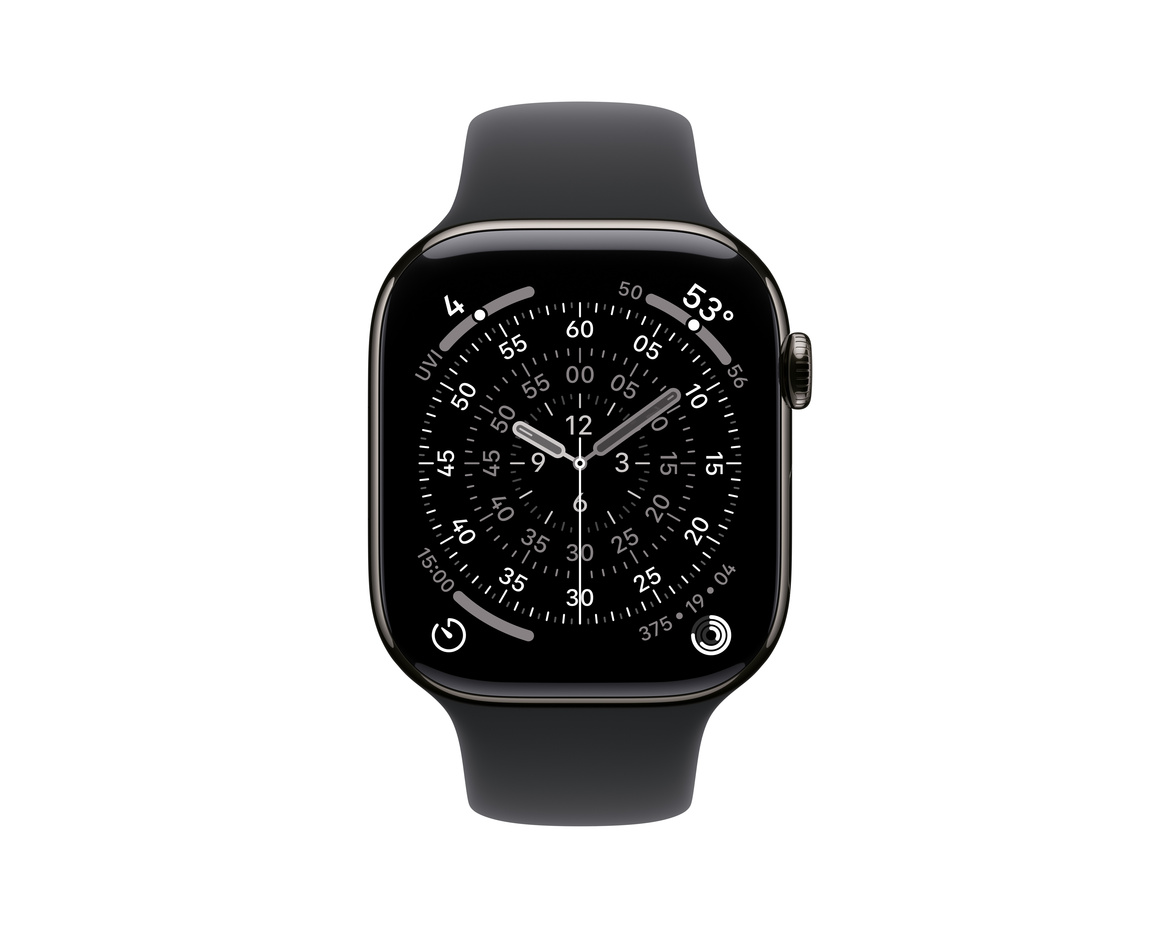 Apple Watch Series 11 Titan med Sportband Skiffer 42 mm S/M