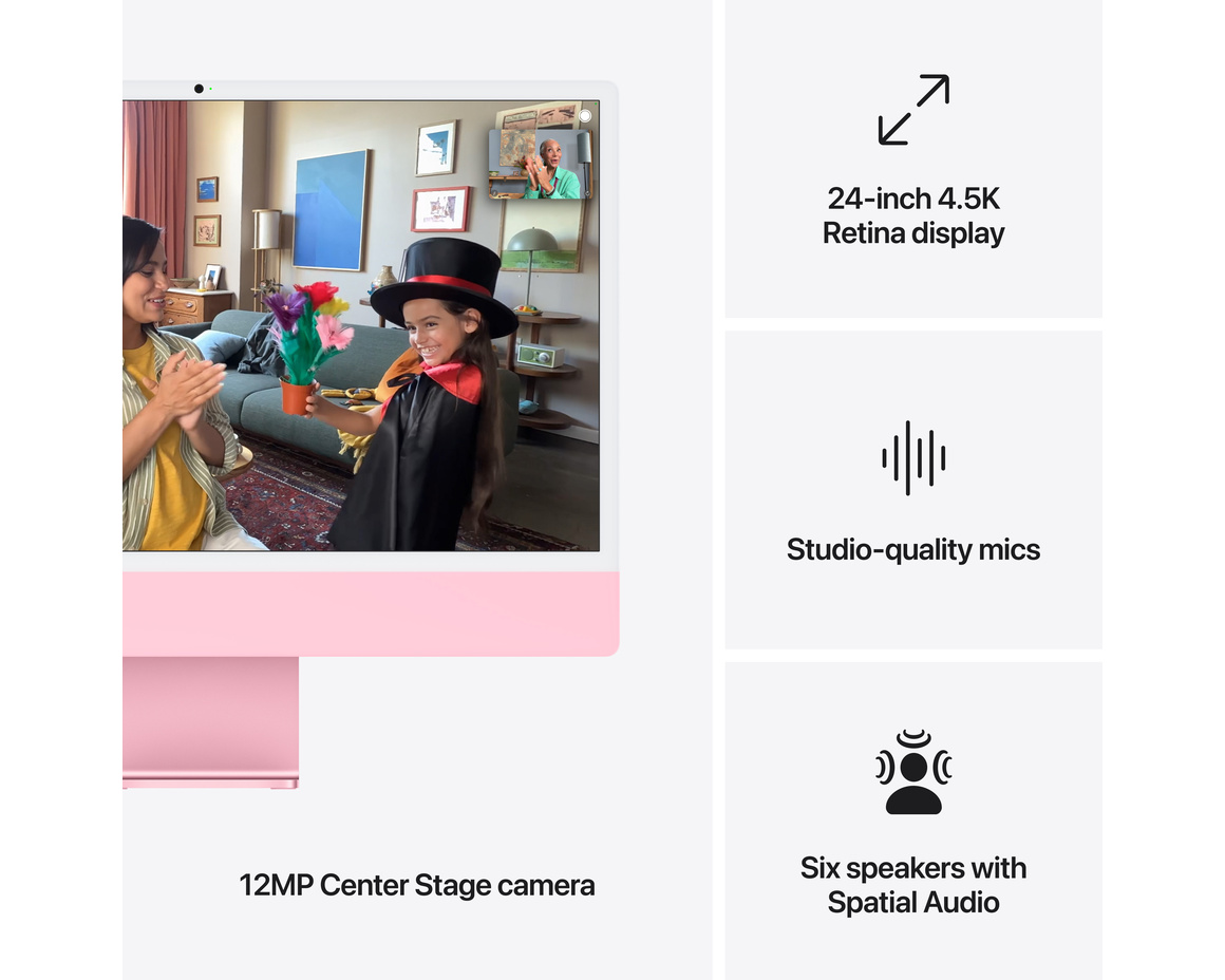 iMac 24 Retina 4.5K (2024) M4 8-core CPU, 8-core GPU/16GB/256GB SSD Rosa