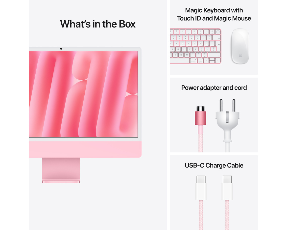 iMac 24 Retina 4.5K (2024) M4 8-core CPU, 8-core GPU/16GB/256GB SSD Rosa