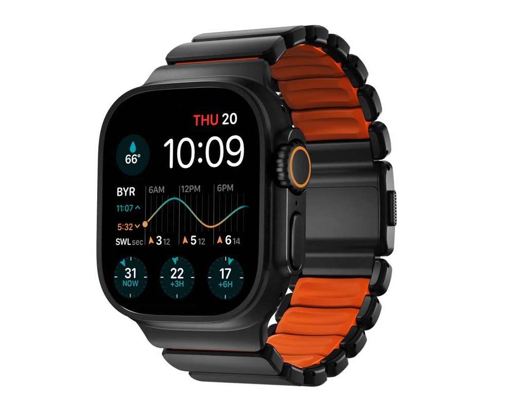 Nomad - Stratos Band - 49mm | Black Titanium | Ultra Orange FKM