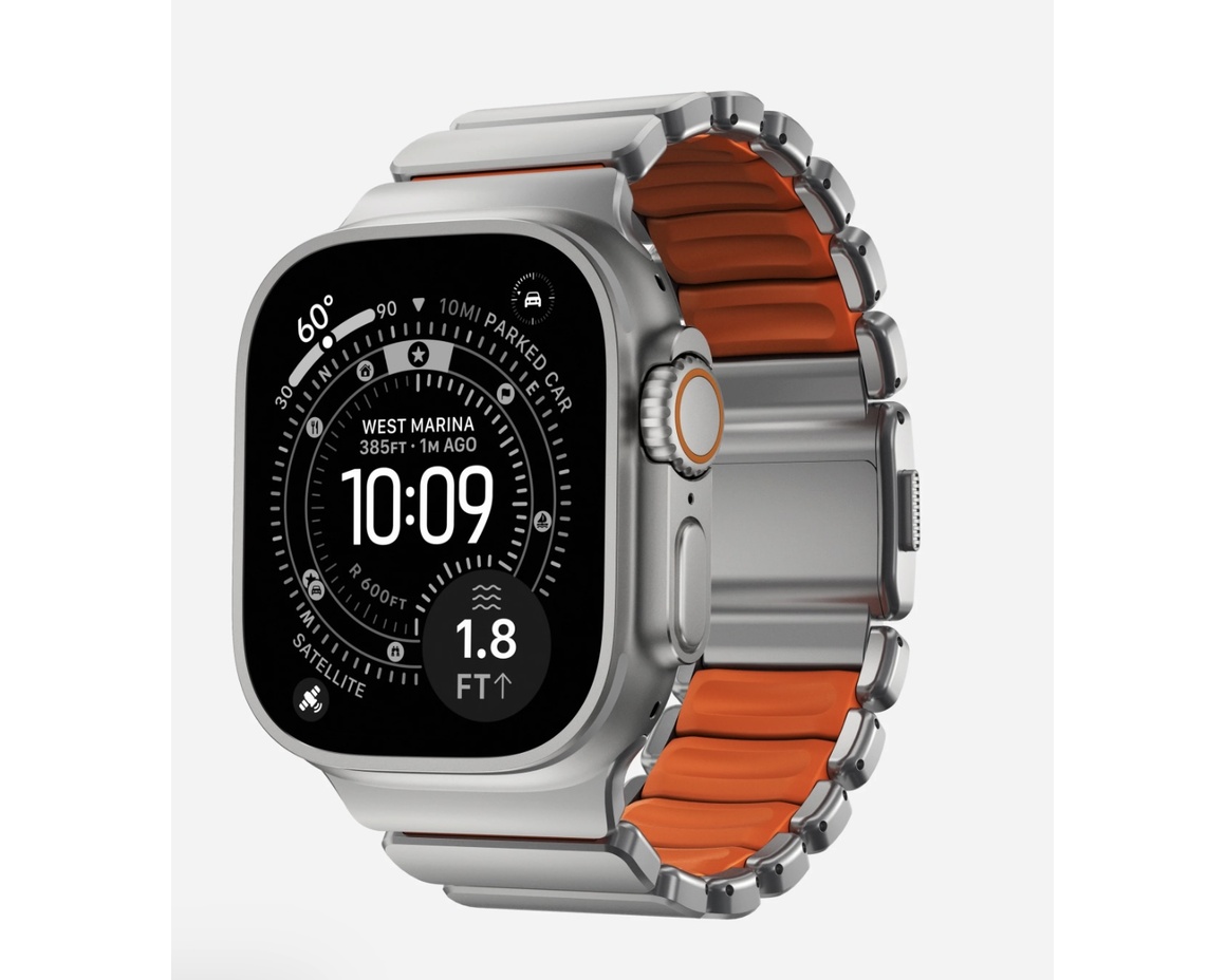 Nomad - Stratos Band - 49mm | Natural Titanium | Ultra Orange FKM