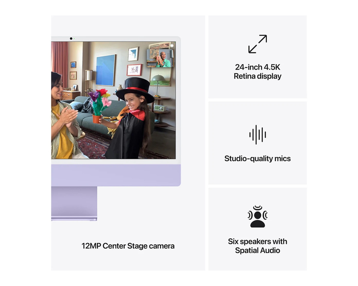 iMac 24 Retina 4.5K (2024) M4 8-core CPU, 8-core GPU/16GB/256GB SSD - Lila - (Standard)