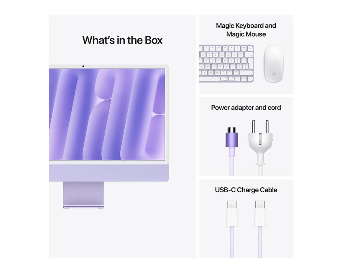 iMac 24 Retina 4.5K (2024) M4 8-core CPU, 8-core GPU/16GB/256GB SSD - Lila - (Standard)