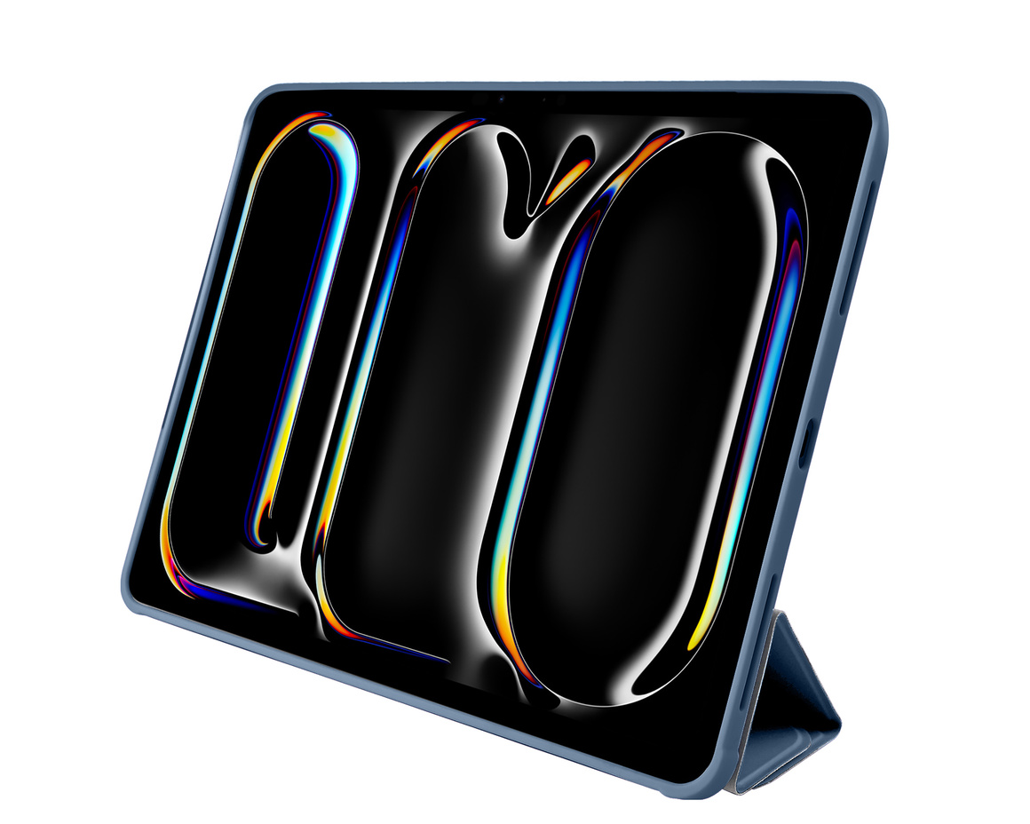 Pomologic - BookFold Clear till iPad Pro 13 (M4/M5) - Clear/Marinblå