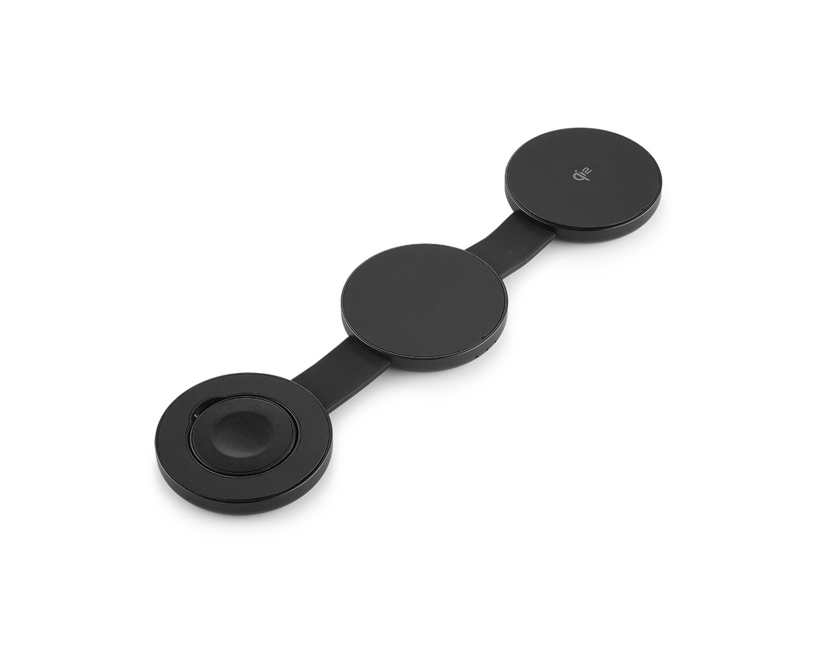 C&C - 3-i-1 hopfällbar magnetisk laddare med Qi2 - Svart