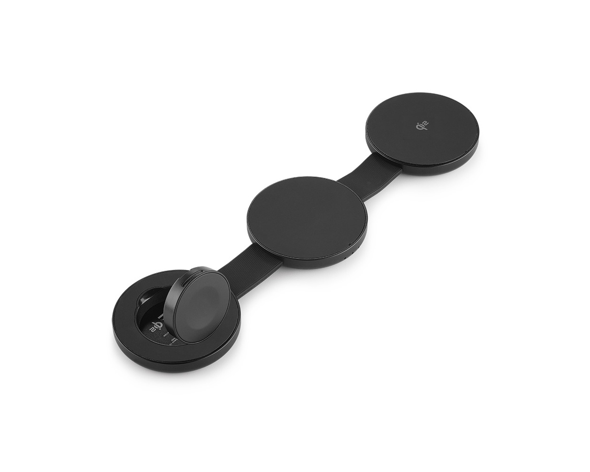 C&C - 3-i-1 hopfällbar magnetisk laddare med Qi2 - Svart