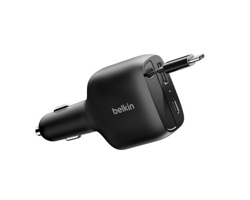 Belkin BoostCharge Infällbar Billaddare 75W USB-C + (USB-C + USB-A)