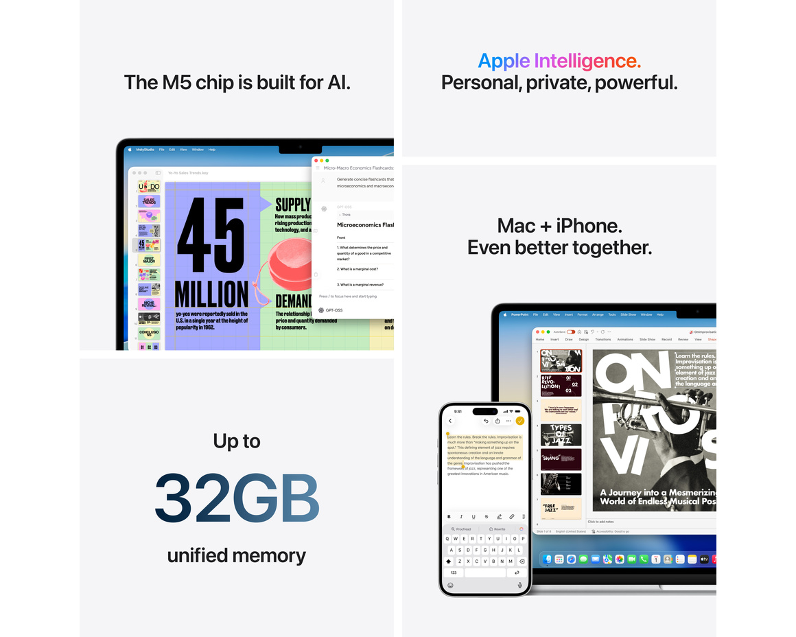 MacBook Air 15 M5 10-core CPU, 10-core GPU/16GB/1TB SSD - himmelsblå
