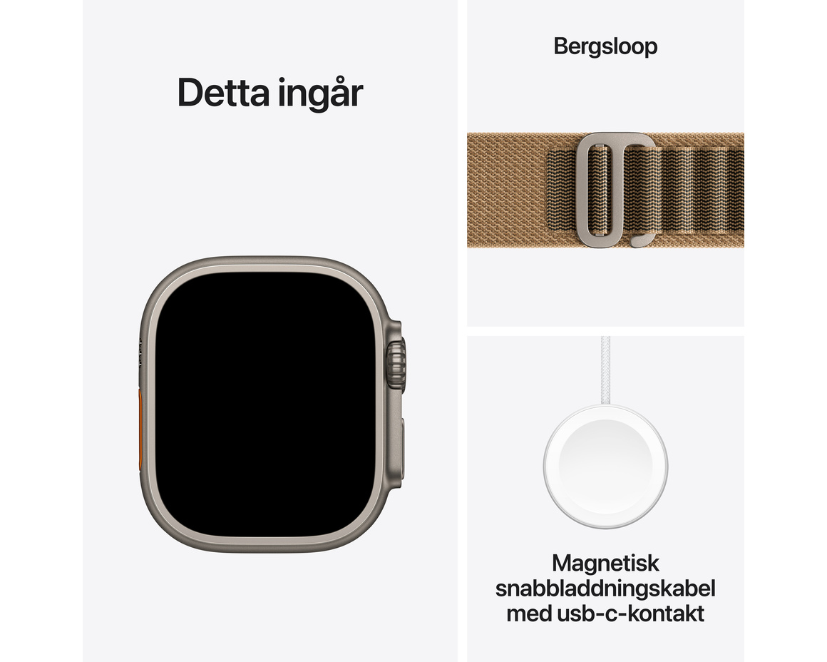 Apple Watch Ultra 4 GPS + Cellular 49mm med Bergsloop Desert Small