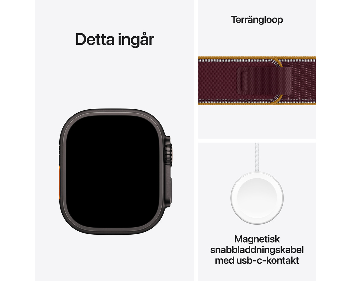 Apple Watch Ultra 4 GPS + Cellular 49mm med Terrängloop Burgundy S/M