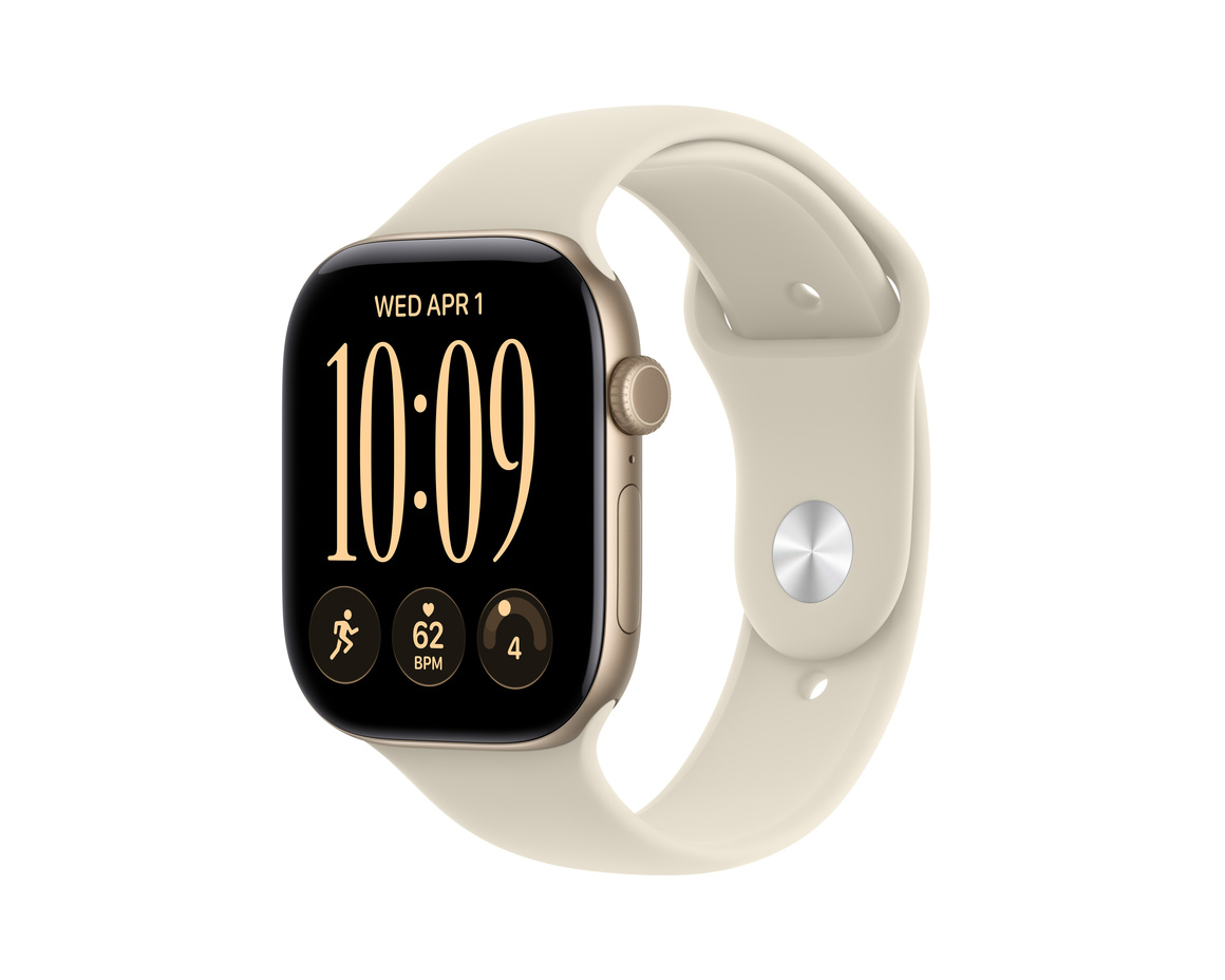 Apple Watch Series 12 Aluminium med Sportband Ljust Guld 46mm GPS S/M