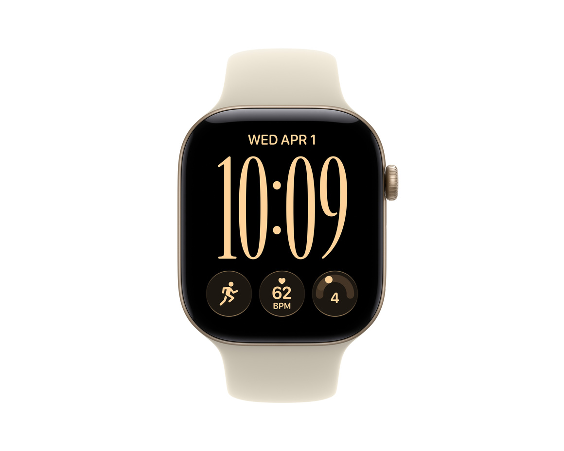 Apple Watch Series 12 Aluminium med Sportband Ljust Guld 46mm GPS S/M