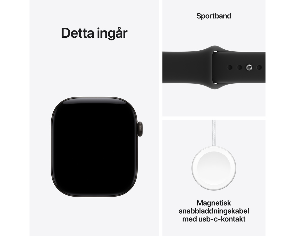 Apple Watch Series 12 Aluminium med Sportband Svart 46mm GPS S/M