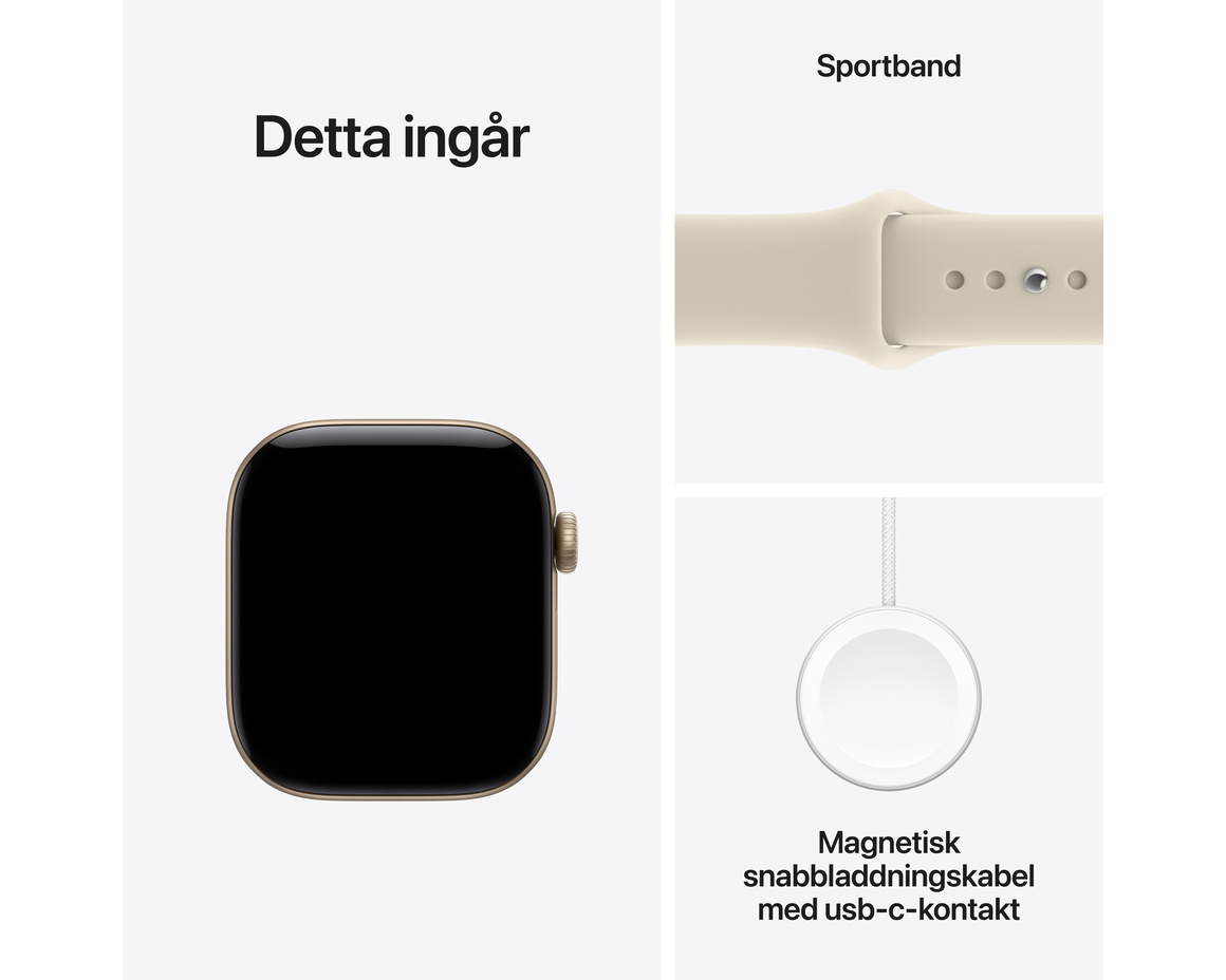 Apple Watch Series 12 Aluminium med Sportband Ljust Guld 42mm GPS - Cellular S/M