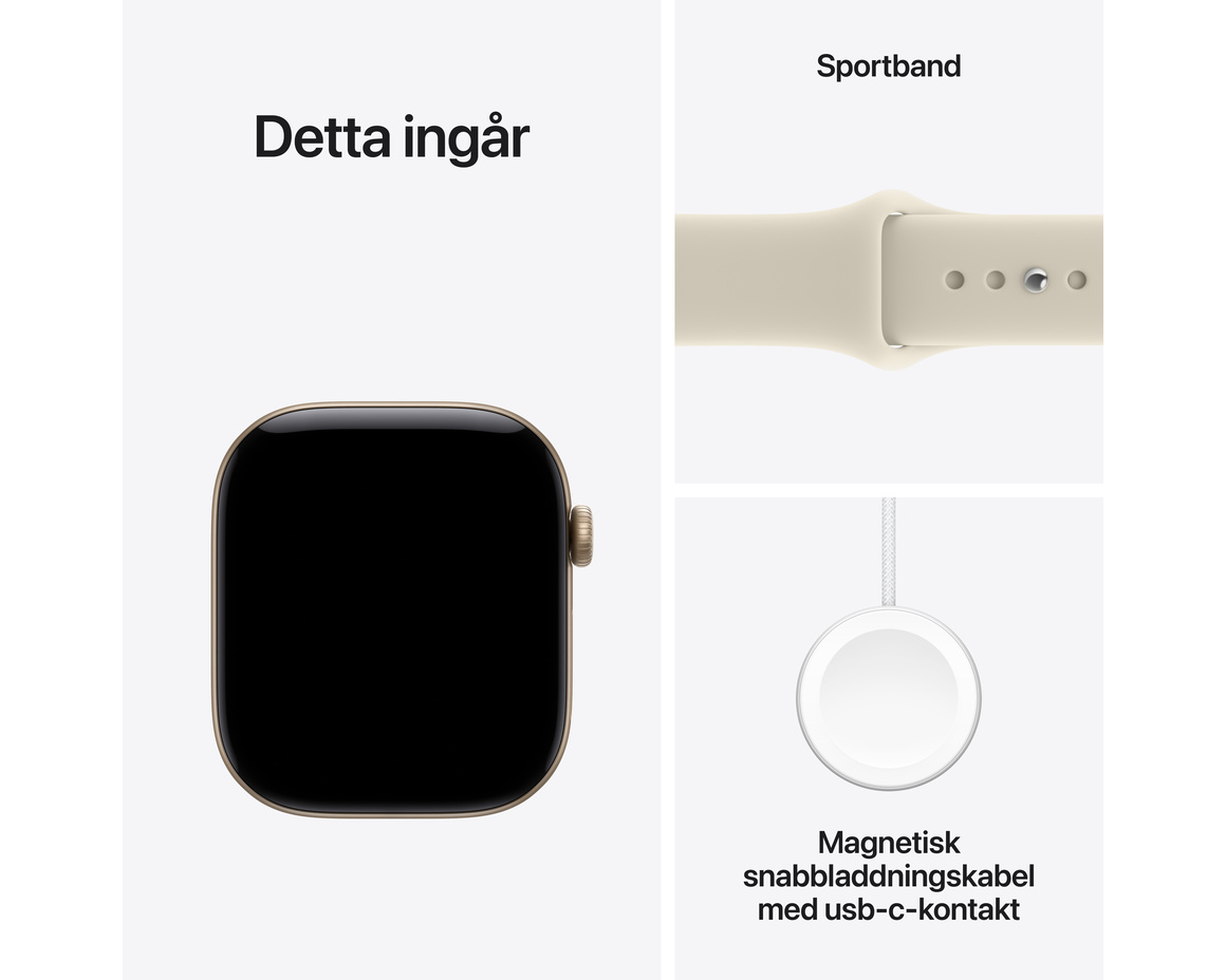 Apple Watch Series 12 Aluminium med Sportband Ljust Guld 46mm GPS - Cellular S/M