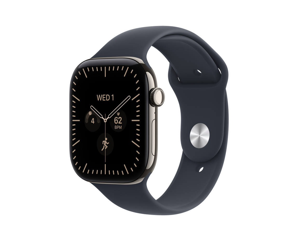 Apple Watch Series 12 Titan Cellular med Sportband Naturlig 46mm M/L