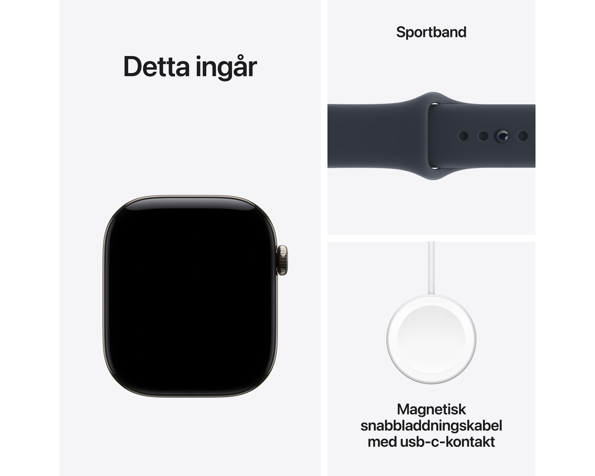 Apple Watch Series 12 Titan Cellular med Sportband Naturlig 46mm M/L