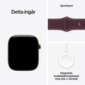 Apple Watch Series 12 Titan Cellular med Sportband Skinande Guld 46mm S/M