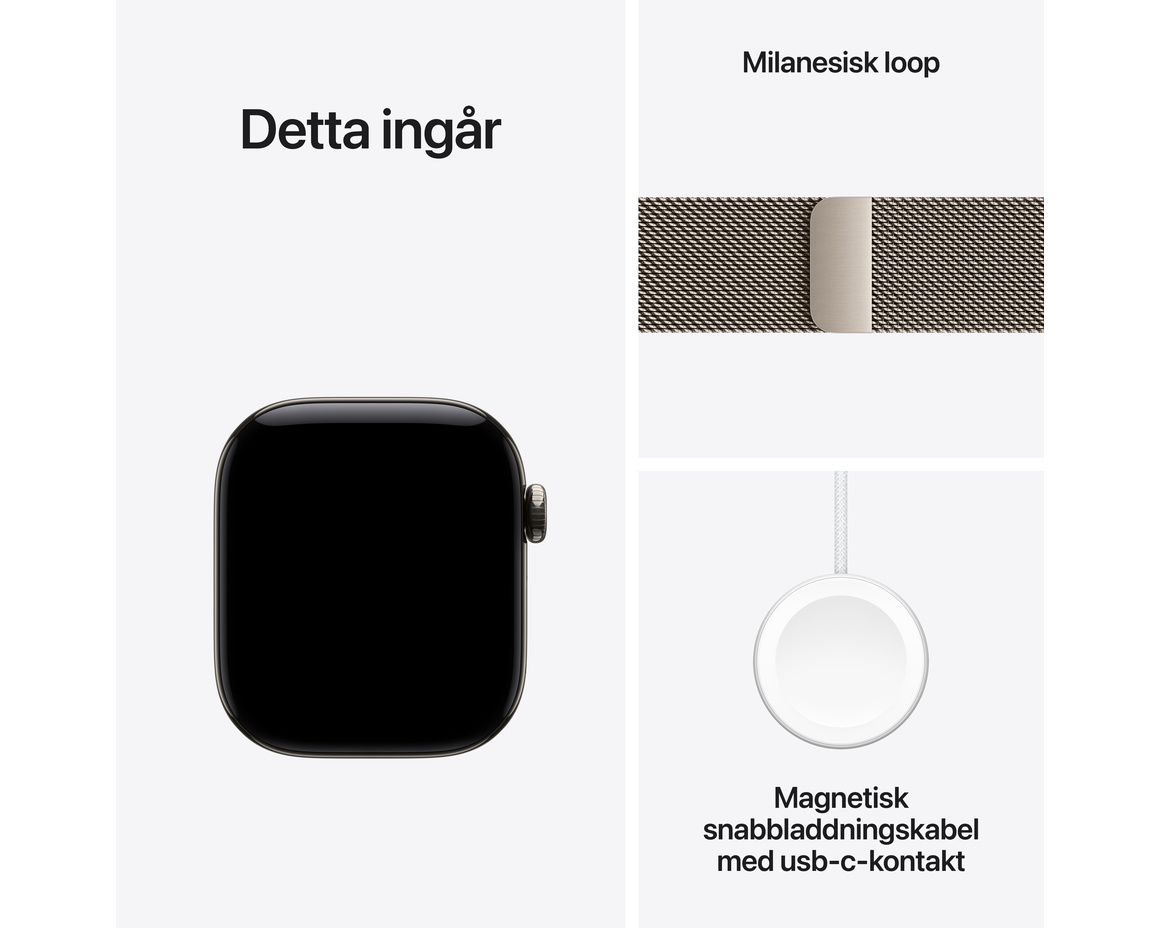 Apple Watch Series 12 Titan Cellular med Milanesisk Loop 42mm Naturlig