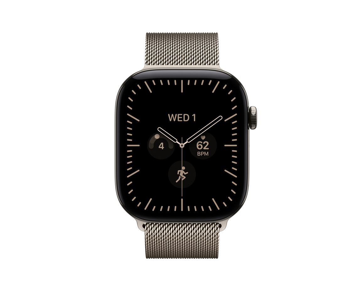 Apple Watch Series 12 Titan Cellular med Milanesisk Loop 46mm Naturlig S/M
