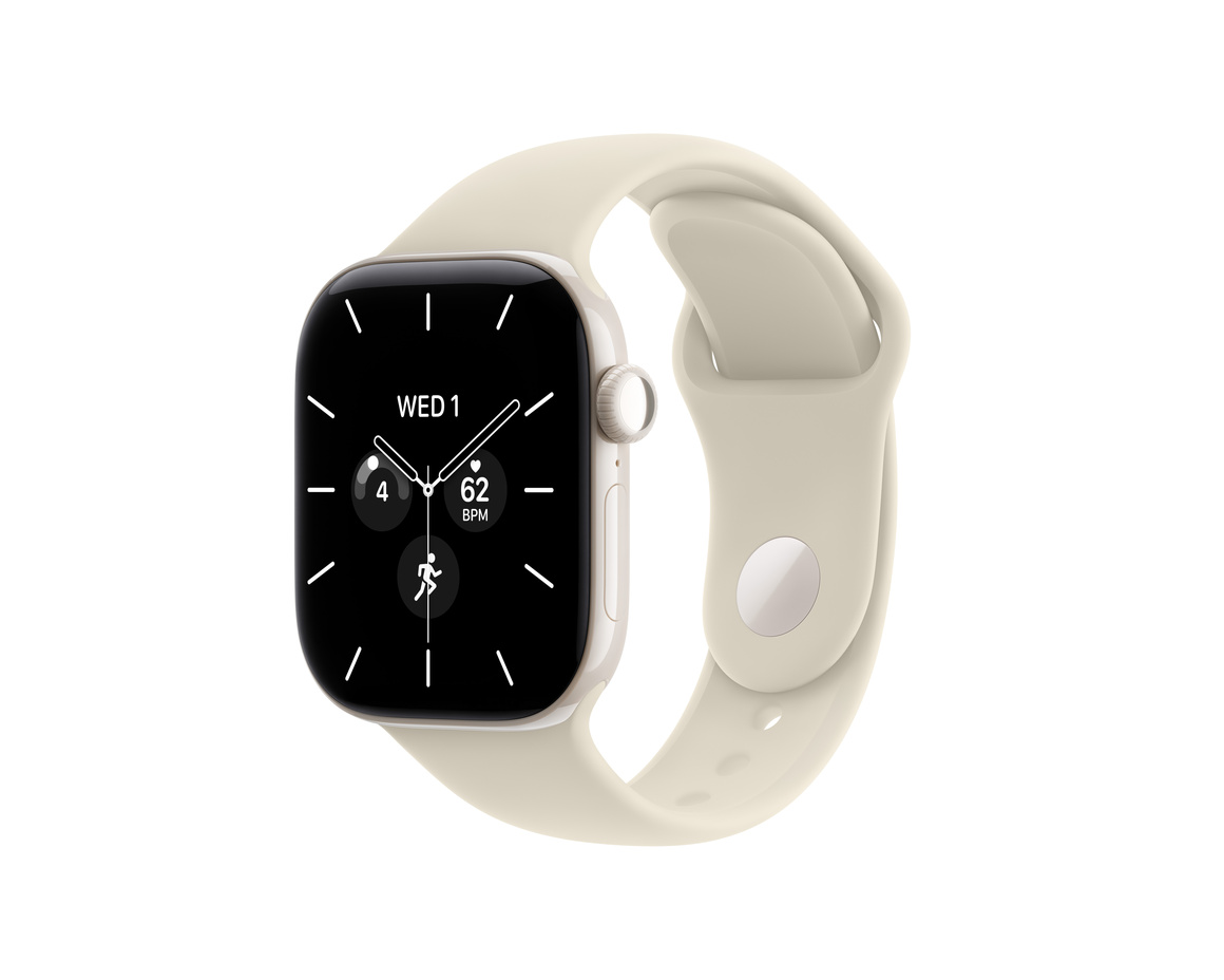 Apple Watch Series 12 Keramik Cellular med Sportband Pärlvit 42mm S/M
