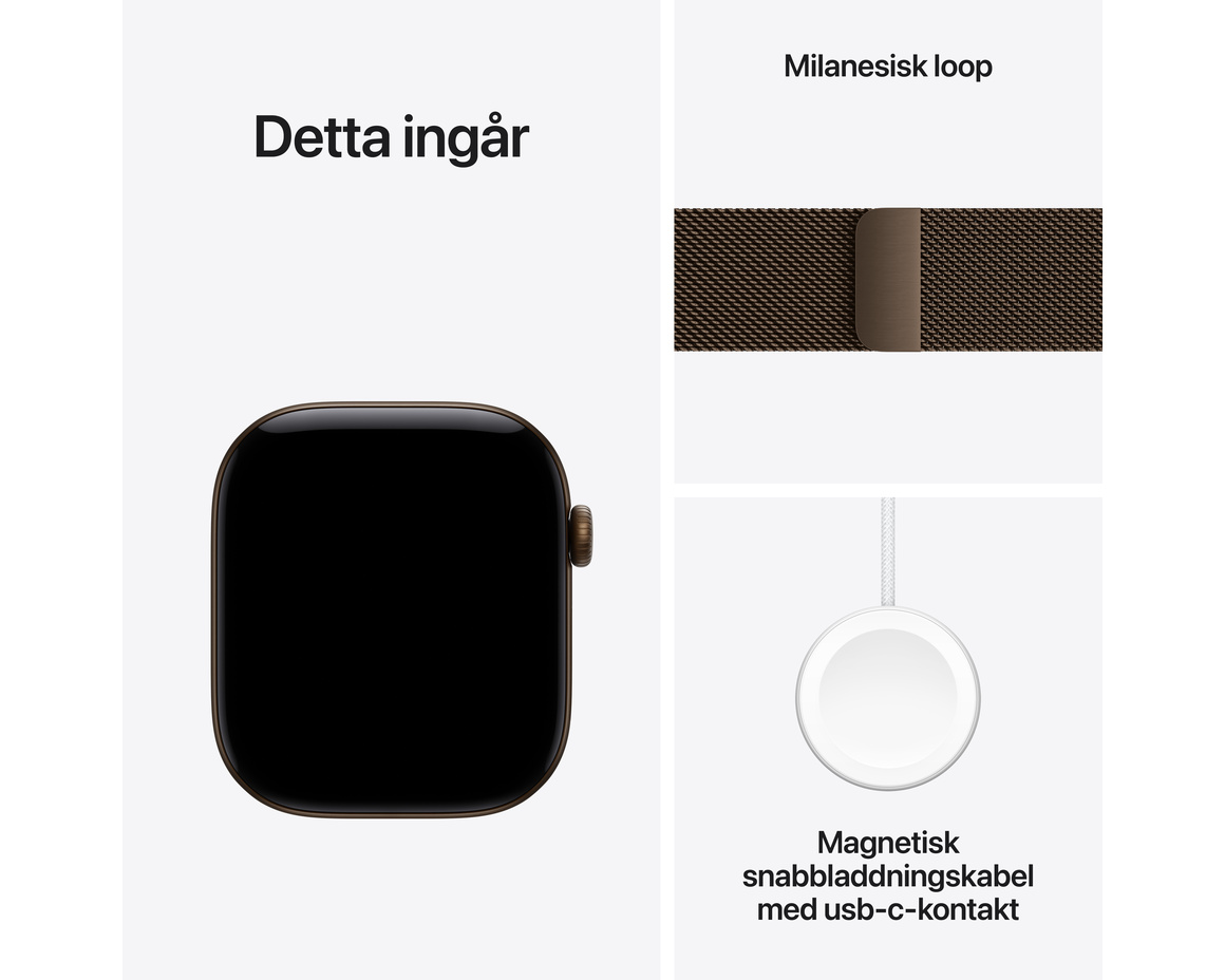 Apple Watch Series 12 Aluminium med Milanesisk Loop 46mm GPS S/M