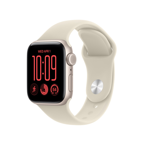 Apple Watch SE 3 GPS 44mm Starlight Aluminium Case with Sand Sport Band - S/M