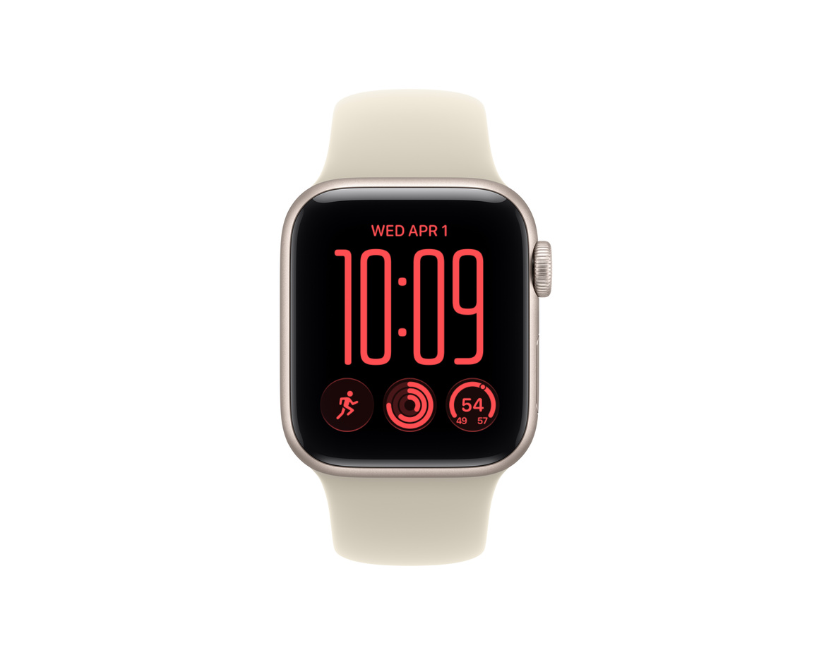 Apple Watch SE 3 GPS 44mm Starlight Aluminium Case with Sand Sport Band - M/L