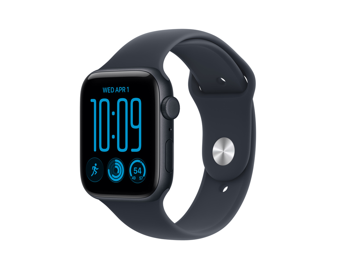 Apple Watch SE 3 GPS + Cellular 44mm Midnight Aluminium Case with Navy Blue Sport Band - M/L